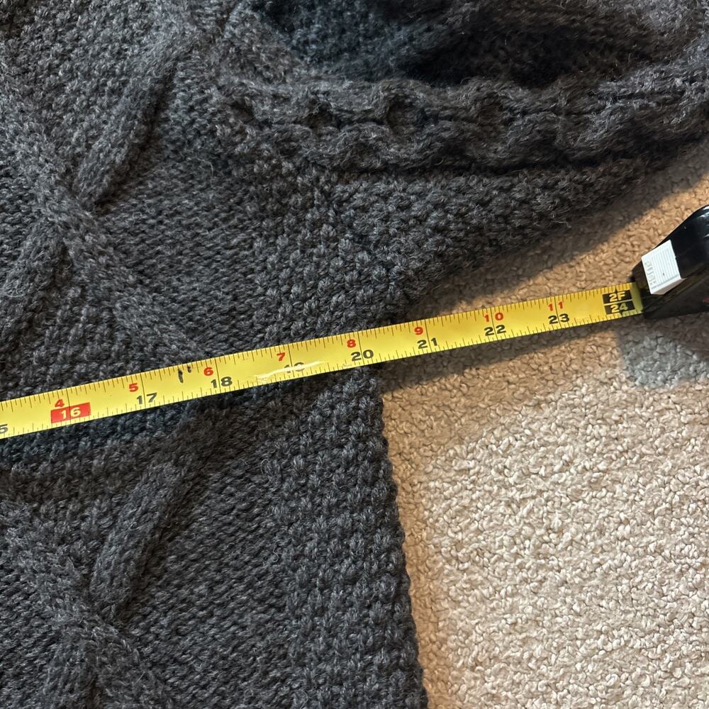 Aran Crafts Ireland Merino Wool Shawl Collar Cardigan Sweater Mens S Gray Cable - Picture 5 of 10